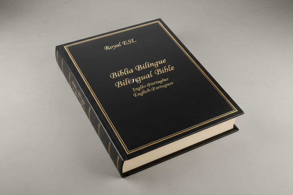 biblia bilingue ingles portugues preta e dourada simples real para Royal ESL