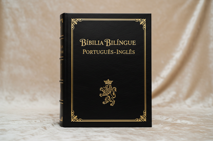 biblia bilingue portugues ingles sagrada preta e ouro simple para Royal ESL