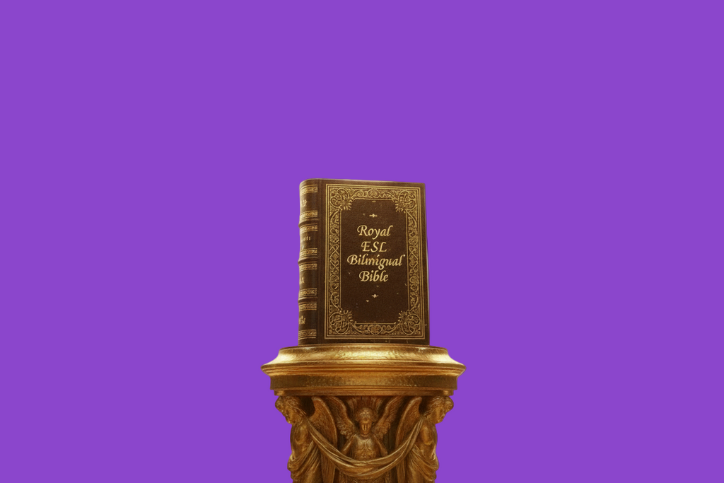 Royal ESL Bilingual Bible on Golden Pedestal