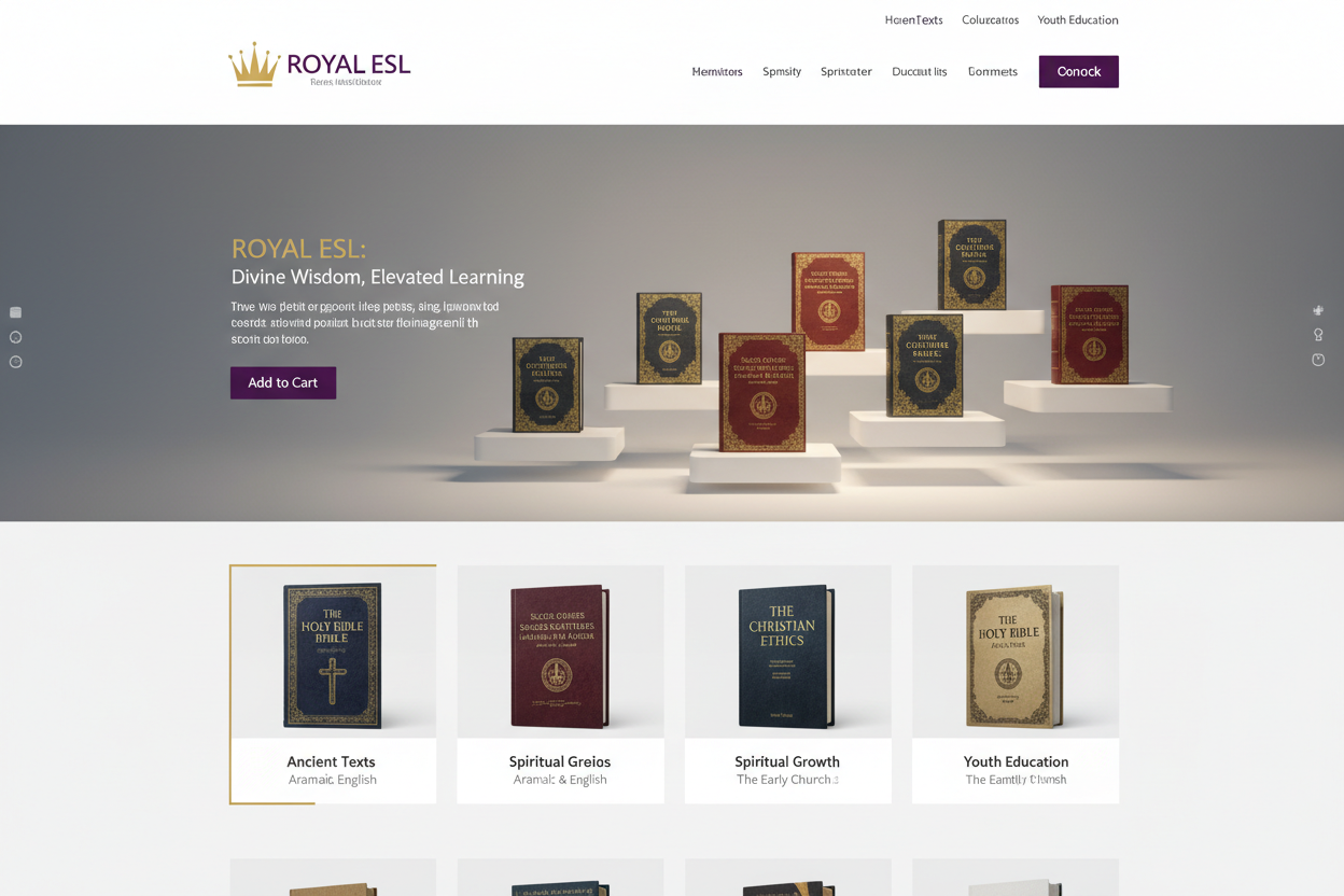 Royal ESL loja simples, minimalista venda de livros sagrados